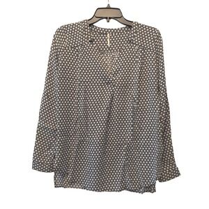Nine Eight Womens Black White Geometric Honeycomb V-Neck Blouse Small 120931M